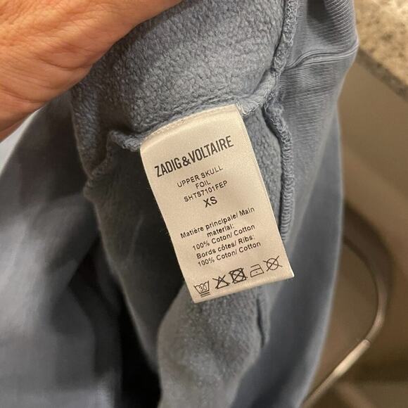 Zadig & Voltaire Skull Foil Sweatshirt in Blue. - Picture 6 of 7